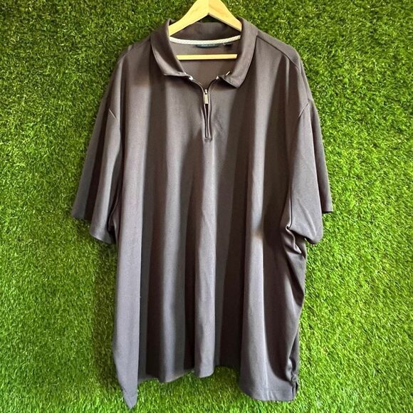 Perry Ellis 5XL Short Sleeve Half Zip Polo Big Tall - Picture 1 of 5